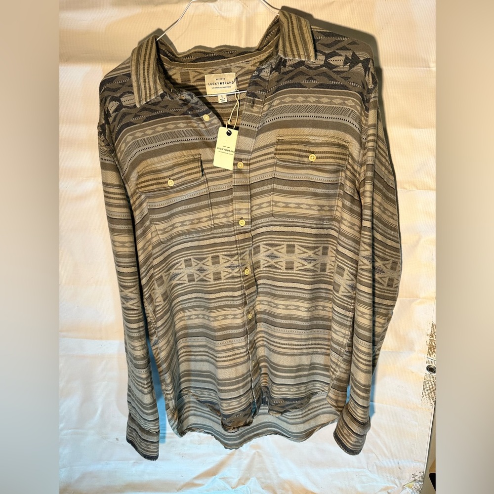 Rare Lucky Brand Southwestern style Knitted Button down Large